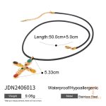 گردنبند پلاک‌دار نگین اتمی زیرکن و زنجیر کابلی آبکاری طلای ۱۸ عیار J&D - تصویر 11