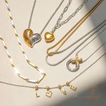 گردنبند استیل ضدزنگ ابکاری طلای ۱۸ عیار نگین‌دار برند J&D