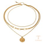 گردنبند استیل ضدزنگ ابکاری طلای ۱۸ عیار برند J&D