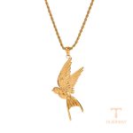 گردنبند استیل ضدزنگ ابکاری طلای ۱۸ عیار نگین‌دار برند J&D