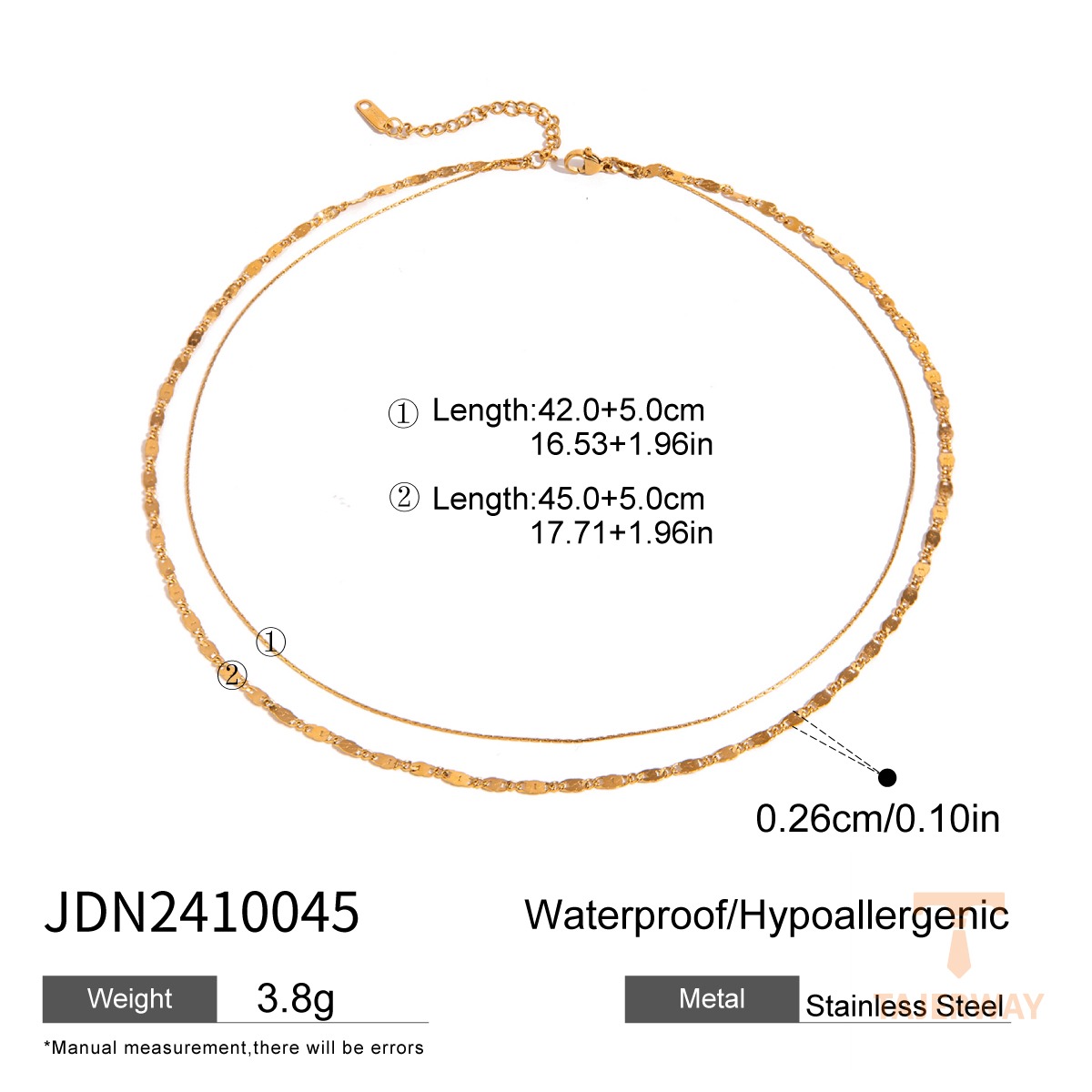 گردنبند مینیمال از استیل ضدزنگ با آبکاری طلای ۱۸ عیار برند J&D - تصویر 7