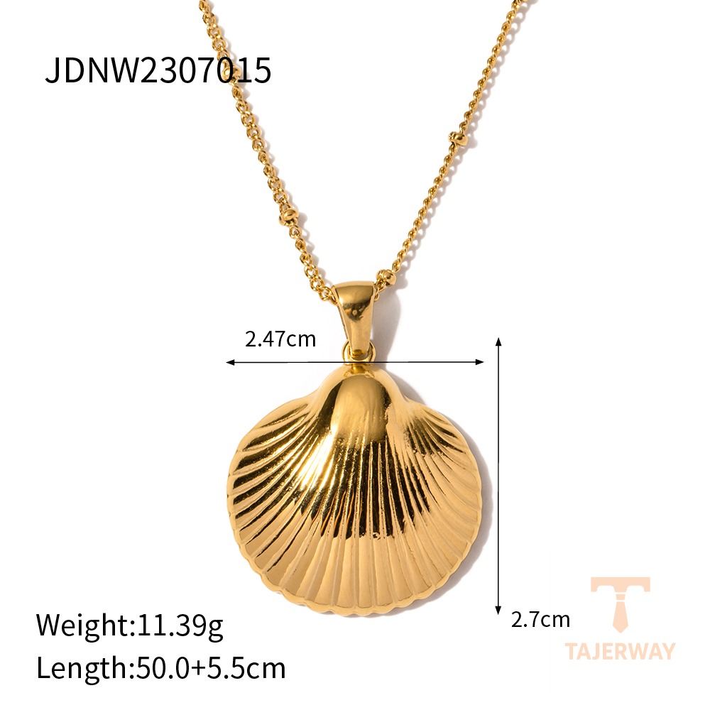 گردنبند استیل ضدزنگ و آبکاری طلای ۱۸ عیار با طرح صدف زنانه J&D - تصویر 7