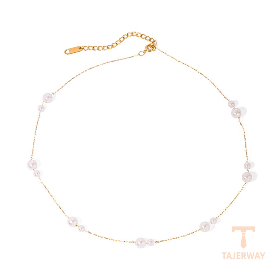 گردنبند استیل ضدزنگ آبکاری طلای ۲۴ عیار نگین‌دار برند J&D