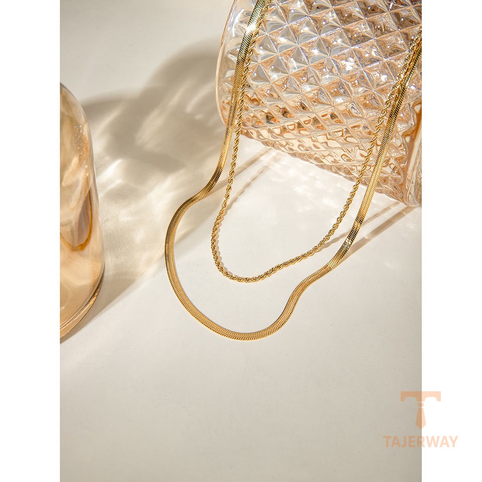 گردنبند استیل ضدزنگ آبکاری طلای ۱۸ عیار برند J&D