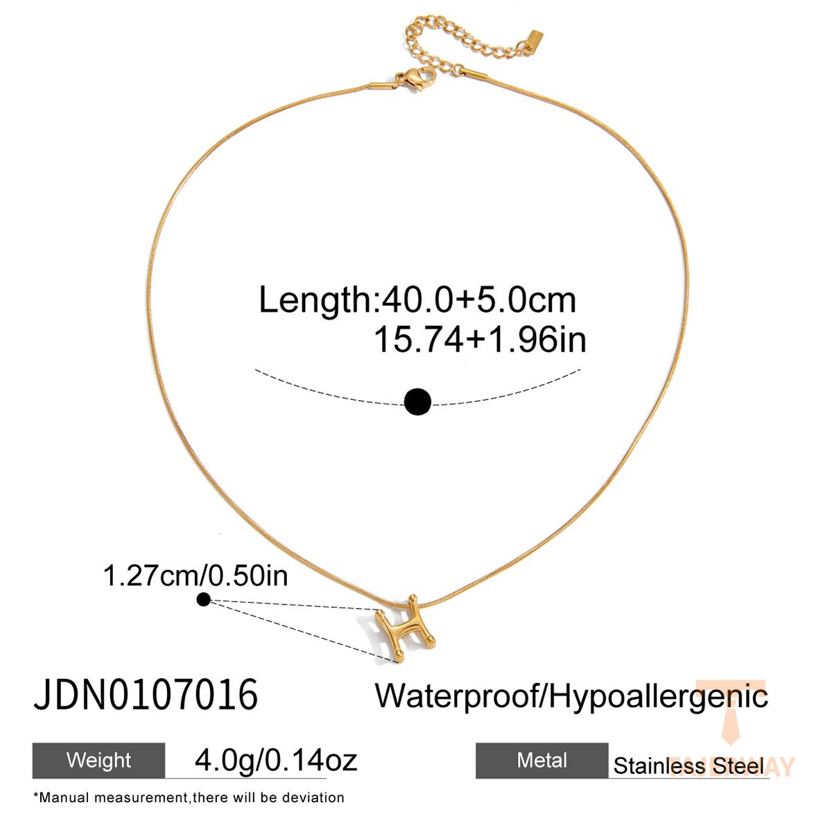 گردنبند زنجیری با آویز طرح حروف و زنجیر کلاسیک آبکاری طلای ۱۸ عیار J&D - تصویر 7