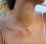 گردنبند استیل ضدزنگ ابکاری طلای ۱۸ عیار نگین‌دار برند J&D