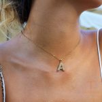 گردنبند استیل ضدزنگ ابکاری طلای ۱۸ عیار نگین‌دار برند J&D