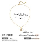 گردنبند استیل ضدزنگ با آبکاری طلای ۱۸ عیار، ضد آب و پلاک قلبی با نگین اتمی سفید زیرکن J&D - تصویر 7