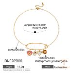 گردنبند لایه‌ای تعطیلات J&D با آبکاری طلای ۱۸ عیار، نگین کریستالی، صدف، چشم‌نظر و میناکاری با زنجیر کابلی رنگارنگ زنانه - تصویر 7