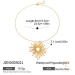 گردنبند زنانه بوهمی تابستانی J&D با پلاک خورشید، طرح گل، زنجیر کابلی قابل تنظیم و آبکاری طلای ۱۸ عیار - تصویر 7