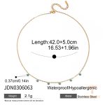 گردنبند پلاک‌دار کلاسیک با سنگ فیروزه از استیل ضدزنگ با آبکاری طلای ۱۸ عیار PVD برند J&D - تصویر 7