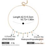 گردنبند پلاک‌دار با سنگ فیروزه از استیل ضدزنگ با آبکاری طلای ۱۸ عیار برند J&D - تصویر 7