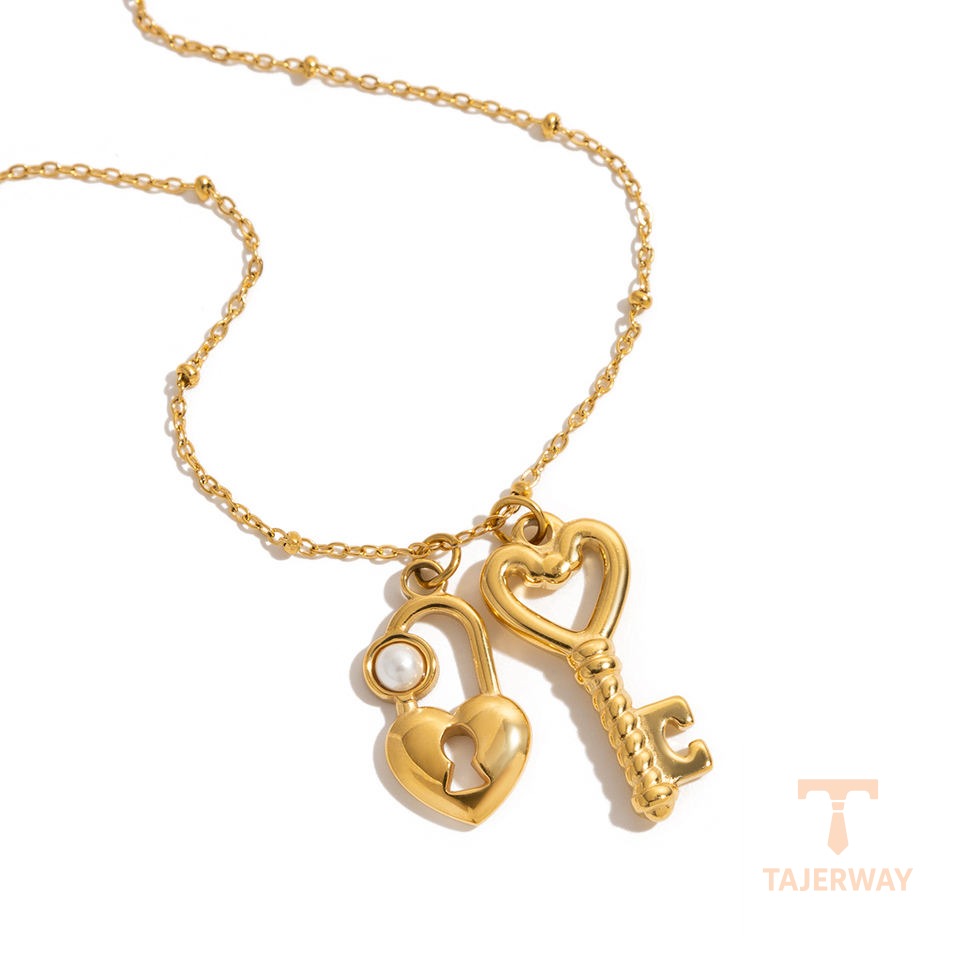 گردنبند استیل ضدزنگ ابکاری طلای ۱۸ عیار برند J&D