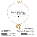 گردنبند زنجیری با پلاک قلب و مروارید آکریلیک آبکاری طلای ۱۸ عیار J&D - تصویر 7