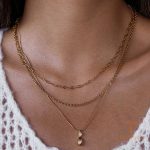 گردنبند استیل ضدزنگ ابکاری طلای ۱۸ عیار نگین‌دار برند J&D