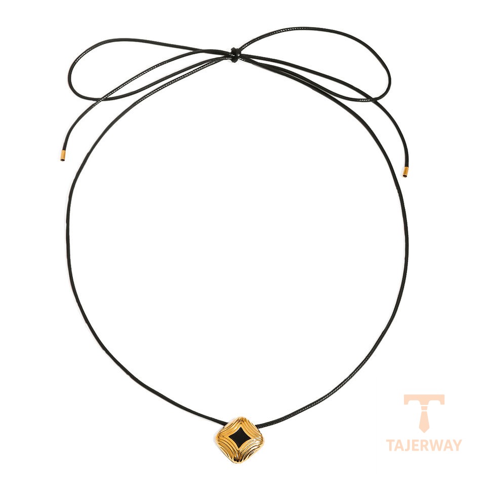 گردنبند استیل ضدزنگ ابکاری طلای ۱۸ عیار نگین‌دار برند J&D