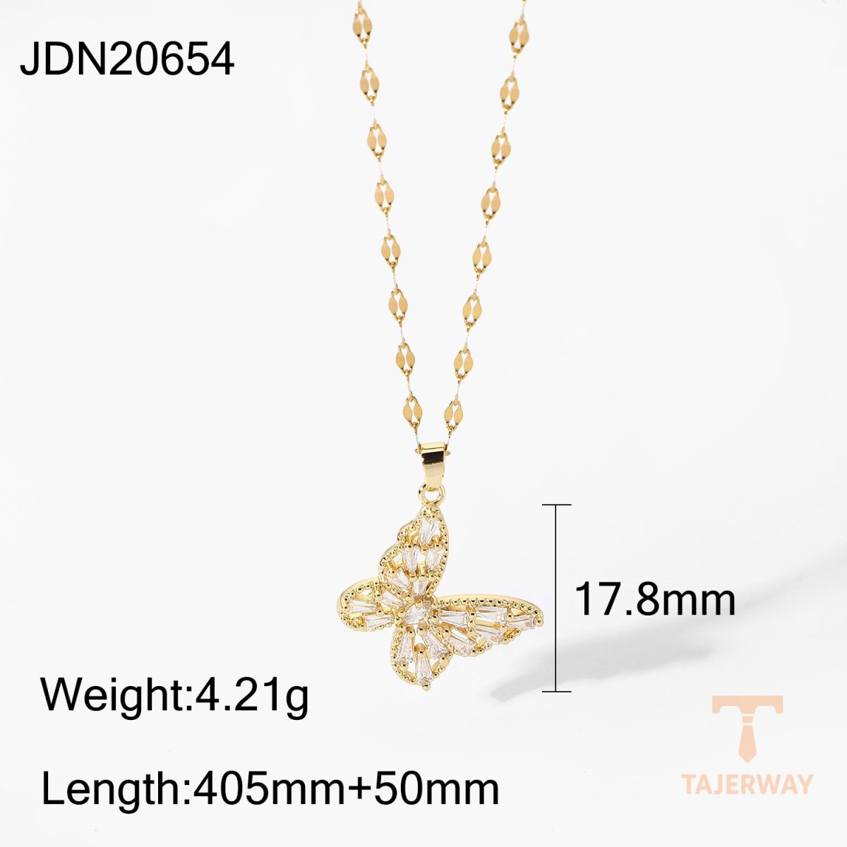 گردنبند پلاک‌دار ماه و ستاره و هلال با نگین اتمی زیرکن و آبکاری طلای ۱۸ عیار J&D - تصویر 10