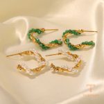 تصویر محصول گوشواره آبکاری طلای ۱۸ عیار نگین‌دار برند J&D کد JDE2023587-P