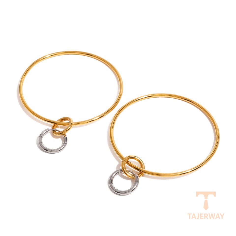 گوشواره استیل ضدزنگ آبکاری طلای ۱۸ عیار بدون نگین برند J&D کد JDE2407074