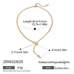گردنبند زنجیر ماری با نگین زیرکن از استیل ضدزنگ با آبکاری طلای ۱۸ عیار برند J&D - تصویر 7