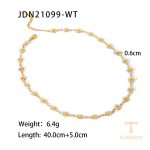 چوکر طرح گل مینا از استیل ضدزنگ با آبکاری طلای ۱۸ عیار برند J&D - تصویر 7