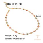گردنبند چوکر طرح گل مینا از استیل ضدزنگ با آبکاری طلای ۱۸ عیار برند J&D - تصویر 7