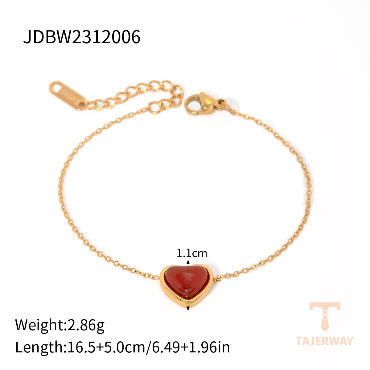 گردنبند طرح قلب و عقیق قرمز از استیل ضدزنگ برند J&D - تصویر 7