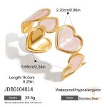 دستبند کاف باز طرح قلب با مینای میناکاری و آبکاری طلای ۱۸ عیار برند J&D - تصویر 7