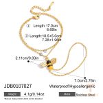 دستبند دو لایه زنجیری و انگشتی طرح زنبور با نگین زیرکن سفید از استیل ضدزنگ برند J&D - تصویر 7