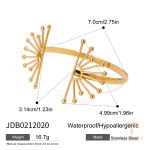النگوی مینیمال طرح گل از استیل ضدزنگ با آبکاری طلای ۱۸ عیار برند J&D - تصویر 7