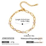 تصویر محصول دستبند آبکاری طلای ۱۸ عیار نگین‌دار برند J&D کد JDB0305038