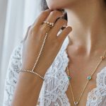نمای نزدیک ست آبکاری طلای ۱۸ عیار نگین‌دار برند J&D کد JDB0307009
