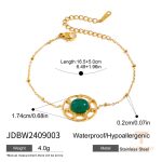 تصویر محصول دستبند هندسی آبکاری طلای ۱۸ عیار نگین‌دار برند J&D کد JDBW2409003