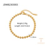 دستبند طرح قلب از استیل ضدزنگ با آبکاری طلای ۱۸ عیار برند J&D - تصویر 7