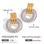 تصویر محصول گوشواره آبکاری دو رنگ نگین‌دار برند J&D کد JDE0102003