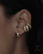 تصویر محصول گوشواره طرح دریایی آبکاری طلای ۱۸ عیار نگین‌دار برند J&D کد JDE0102023