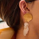نمای مدل قفل و اتصالات گوشواره آویز آبکاری طلای ۱۸ عیار کد JDE0103001