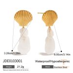 تصویر محصول گوشواره آویز طرح دریایی آبکاری طلای ۱۸ عیار برند J&D کد JDE0103001