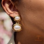 نمای مدل قفل و اتصالات گوشواره آبکاری طلای ۱۸ عیار کد JDE0103019