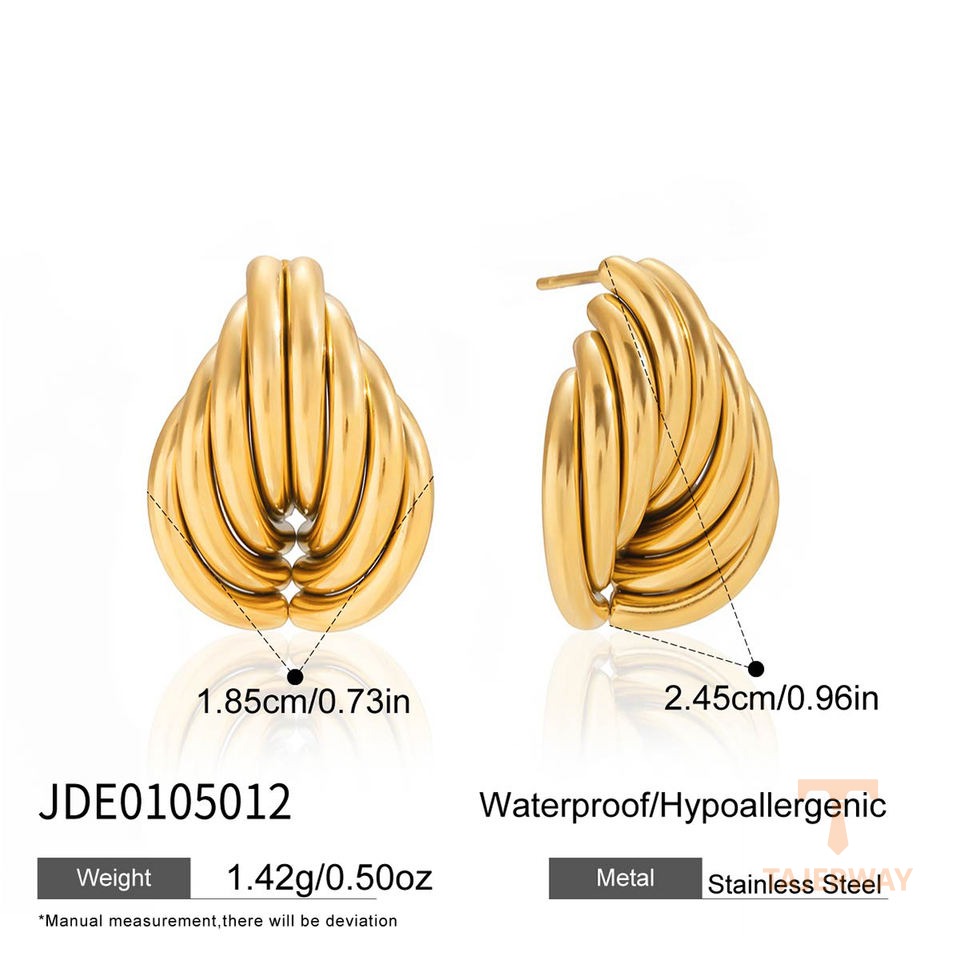 تصویر محصول گوشواره قلب آبکاری طلای ۱۸ عیار نگیندار برند J&D کد JDE0105012