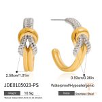 تصویر محصول گوشواره هندسی آبکاری دو رنگ برند J&D کد JDE0105023