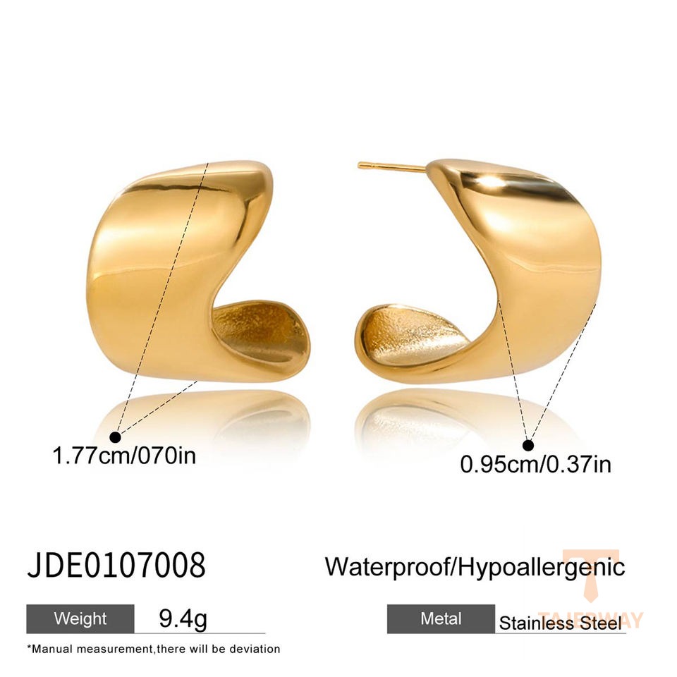 تصویر محصول گوشواره هندسی آبکاری طلای ۱۸ عیار برند J&D کد JDE0107008