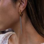 نمای نزدیک گوشواره ریسه‌ای آبکاری دو رنگ برند J&D کد JDE0108002