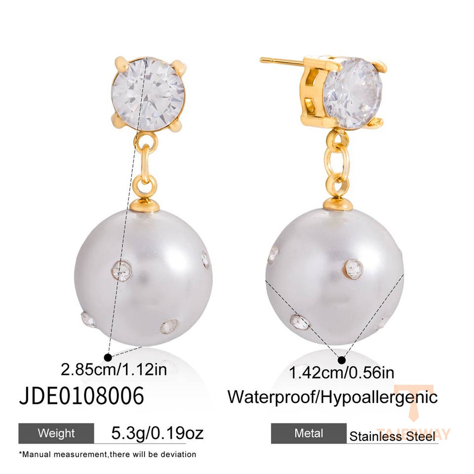 تصویر محصول گوشواره آبکاری طلای ۱۸ عیار نگیندار برند J&D کد JDE0108006
