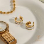 نمای مدل قفل و اتصالات گوشواره آبکاری طلای ۱۸ عیار کد JDE0111002