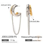 زاویه دیگر گوشواره ریسه‌ای استیل ضدزنگ آبکاری دو رنگ برند J&D کد JDE0112058