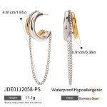 گوشواره ریسه‌ای مینیمال از استیل ضدزنگ با آبکاری دو رنگ و طلای ۱۸ عیار برند J&D - تصویر 7