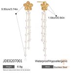 تصویر محصول گوشواره طرح گل آبکاری طلای ۱۸ عیار نگین‌دار برند J&D کد JDE0207001