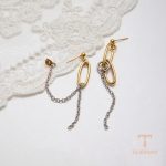 زاویه دیگر گوشواره استیل ضدزنگ آبکاری دو رنگ برند J&D کد JDE0207019