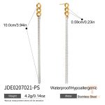 گوشواره ریسه‌ای مینیمال از استیل ضدزنگ با آبکاری دو رنگ و طلای ۱۸ عیار برند J&D - تصویر 7